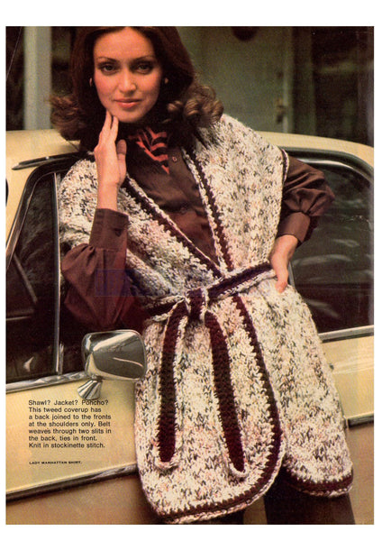 Vintage 70s Jacket-Shawl Pattern Instant Download PDF 2 pages