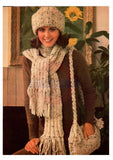 Vintage 70s Knitted/Crocheted Winter-warm Hat, Scarf And Muff Pattern Instant Download PDF 2 pages