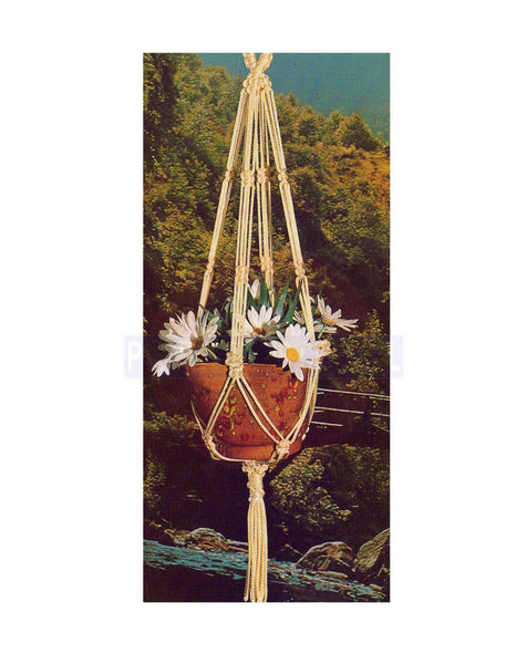 Vintage 70s "Lemon Delight" Plant Hanger Pattern Instant Download PDF 2 + 2 pages