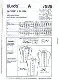 Burda 7936 Sewing Pattern Blouse 10-22 (36-48) Uncut Factory Folded