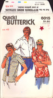 Butterick 6015 Mens' Loose Fitting Hawaiian Shirt, Uncut Factory Folded Sewing Pattern Size 42 or cut Size 38