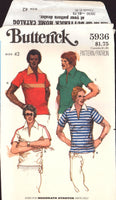 Butterick 5936 Men's Fitted Shirts with Self or Contrast Collar, Uncut, Factory Folded, Sewing Pattern Size 40 or 42