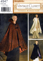 Simplicity 4947 Teresa Nordstrom 1920s Women's Capes with Trim Variations and Optional Hood, Uncut, Factory Folded Sewing Pattern