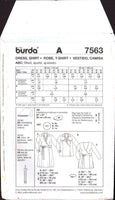 Burda 7563 Sewing Pattern Dress Shirt Size 18-32 Uncut Factory Folded