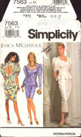 Simplicity 7563 Jessica McClintock Two Piece Dress: Lined Peplum Top and Skirt, Uncut, Factory Folded Sewing Pattern Size 6-10