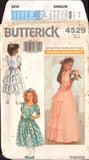 Butterick 4529 Girls' Formal or Bridesmaid Dress with Bustle Skirt in Two Lengths, Uncut, Factory Folded Sewing Pattern Size 12-14