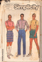 Simplicity 7671 Men's Straight Leg Pants, Bermuda Length Pants and Shorts, Uncut, Factory Folded Sewing Pattern Size 36 or 44