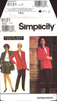 Simplicity 8131 Diane Gilman Pants or Shorts and Lined Jacket, Uncut, Factory Folded Sewing Pattern Size 12-16