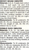 Vintage Mickey Mouse and Donald Duck Sweaters Knitting Patterns Instant Download PDF 3 pages