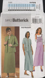 Butterick 3892 Jacket with Long or Short Sleeves and Dress or Jumper with Tucked Bodice, Uncut, Factory Folded Sewing Pattern Size 12-16