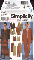 Simplicity 7099 Jacket in Two Lengths, Top, Pants and Skirt, Uncut, Factory Folded Sewing Pattern Multi Size 8-14