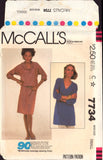 McCall's 7734 Pullover Dress or Tunic with V-Neckline, Long Sleeves and Scarf, CUT COMPLETE Sewing Pattern Size 10-12