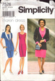 Simplicity 7526 Sewing Pattern Dress Jacket Size 8-10-12 Uncut Factory Folded