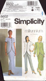 Simplicity 8602 Millennium Semi-Fitted Tunic with Shaped Hemline, Skirt and Pants, Uncut, Factory Folded Sewing Pattern Size 12-16