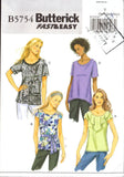 Butterick 5754 Women's Tops, Uncut Factory Folded Sewing Pattern Size 4-14