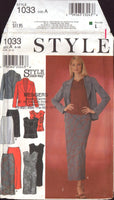 Style 1033 Jacket, Top, Dress and Skirt in Two Lengths, Uncut, Factory Folded, Sewing Pattern Multi Size 6-16