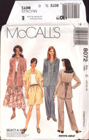 McCall's 8072 Unlined Jacket, Top, Pull-On Pants, Pull-On Shorts and Pull-On Skirt, Uncut, Factory Folded, Sewing Pattern Size 10-14