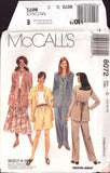 McCall's 8072 Unlined Jacket, Top, Pull-On Pants, Pull-On Shorts and Pull-On Skirt, Uncut, Factory Folded, Sewing Pattern Size 10-14