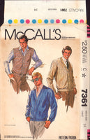 McCall's 7361 Men's Cardigan Sweater or Vest, Uncut, Factory Folded Sewing Pattern Size 34