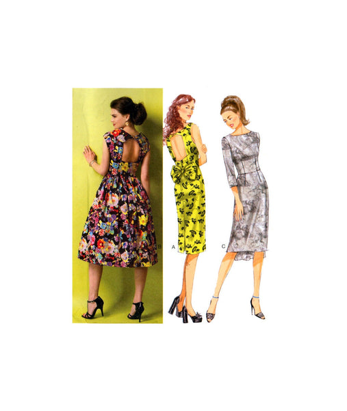 Butterick 5919 Retro Look Dress with Slim or Flared Skirt, Uncut, Factory Folded Sewing Pattern Multi Size 6-14