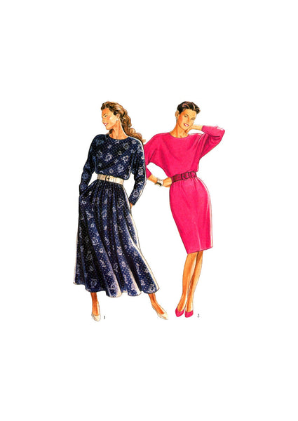 New Look 6483 Long Dolman Sleeve Dress with Straight or Flared Skirt, Uncut, Factory Folded Sewing Pattern Multi Plus Size 8-20