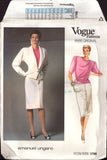 Vogue 1766 Emanuel Ungaro Lined Above Hip Jacket, Skirt and Blouse with Shoulder Drape, U/C, F/Folded, Sewing Pattern Size 12