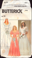 Butterick 4765 Bride's and Bridesmaid's Dresses With Sleeve Variations, Uncut, Factory Folded Sewing Pattern Size 12