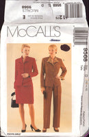 McCall's 9568 Women's Lined Jacket, Pants and Skirt, Uncut, Factory Folded, Sewing Pattern Size 12-14-16