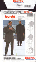 Burda 3002 Men's Loose Fitting Winter Coat in Two Lengths, Uncut, Factory Folded, Sewing Pattern Multi Size 36-48