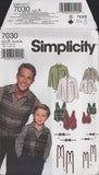 Simplicity 7030 Father and Son Shirt, Vest, Bow Tie and Suspenders, Uncut, Factory Folded, Sewing Pattern Multi Size S-L/S-XL