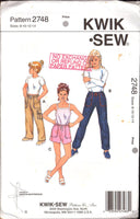 Kwik Sew 2748 Sewing Pattern Girls' Pants Shorts, Uncut, Factory Folded, Size 8-14