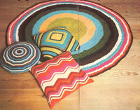 Round Multi-Coloured Floor Rug with Cushions Patterns Instant Download PDF 5 pages