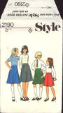 Style 2190 Girls' Flared Skirts, Sewing Pattern, Size 10, Neatly Partially Cut, Complete OR Size 7, Cut, Complete