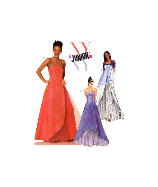 McCall's 3959 NYNY Junior Formal Wear: Fit and Flare dresses with Optional Shoulder Straps , U/C, Factory Folded, Sewing Pattern Size 11-18