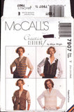 McCall's 7907 Sewing Pattern Pinweave Vests Size Xsm-Sml-Med Uncut, Factory Folded