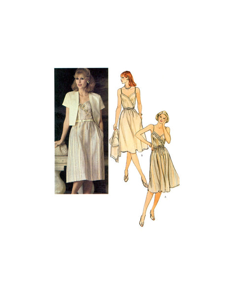 Vogue 8005 Jacket and Slightly FItted and Flared Sundress, Uncut, Factory Folded, Sewing Pattern Size 12