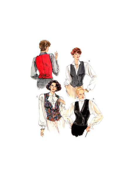 Vogue 7573 Semi-Fitted, Partially Lined Vest or Waistcoat with Shaped Hem, Uncut, Factory Folded, Sewing Pattern Size 8-12