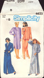 Simplicity 6625 Sleepwear: Nightgown in Two Lengths, Pajamas and Robe, Uncut, Factory Folded, Sewing Pattern Size 14-16