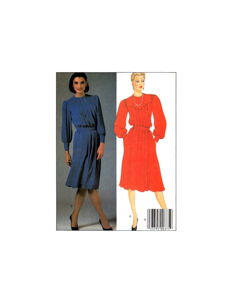 McCall's 8814 Softly Front Pleated Dress  with or without Collar, Uncut, Factory Folded, Sewing Pattern Size 16