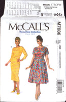 McCall's 7086 Sixties Style Dolman Sleeve Evening, Party Dresses with Straight or Flared Skirt, U/C, F/F Sewing Pattern Size 8-16 or 18-24