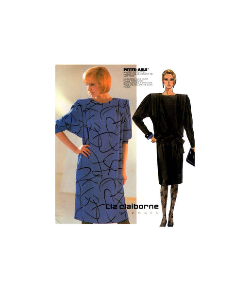 McCall's 2097 Liz Claiborne Dress with Boat Neckline, Shoulder Pleats and Tie Belt, Uncut, Factory Folded, Sewing Pattern Size 10