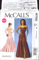 McCall's 7050 Lined, Princess Seam, Drop Waist Evening Dress with Flared Skirt, Uncut, Factory Folded, Sewing Pattern Multi Plus Size 14-22