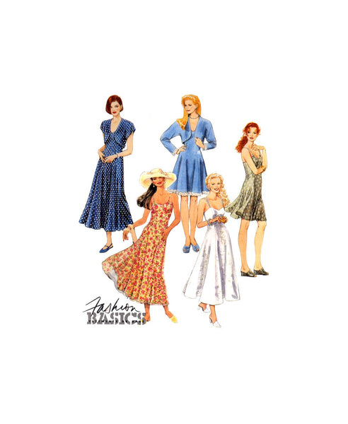 McCall's 7108 Bolero and Spaghetti Strap, Fit and Flared Sundress in Two Lengths, Uncut, Factory Folded, Sewing Pattern Size 4-8