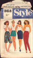 Style 3618 Sewing Pattern Trousers, Shorts, Size 12, Partially Cut, Complete OR Size 14, Cut, Incomplete