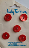 Vintage Lady Fashion approx. 1/2 inch (12 mm) Carded Dark Orange Slightly Pearlescent 2-Hole Buttons Five Pieces