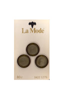 Vintage La Mode 19 mm (3/4 inch) Carded Green Shank Buttons Three Pieces