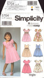 Simplicity 5704 Child's Dress with Bodice and Sleeve Variations, Uncut, Factory Folded Sewing Pattern Multi Size 3-8