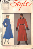 Style 4867 Lined, Raglan Sleeve, Fitted and Flared Coat, Uncut, Factory Folded Sewing Pattern Size 10-14