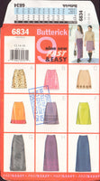 Butterick 6834 Sewing Pattern, Skirts, Size 12-14-16, CUT, COMPLETE