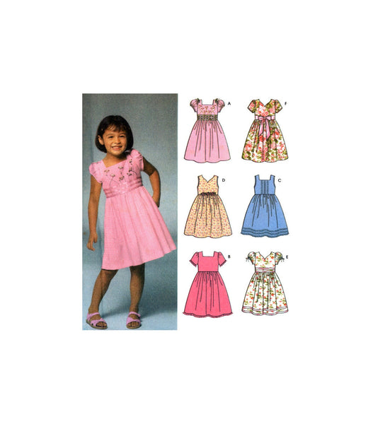 Simplicity 5704 Child's Dress with Bodice and Sleeve Variations, Uncut, Factory Folded Sewing Pattern Multi Size 3-8